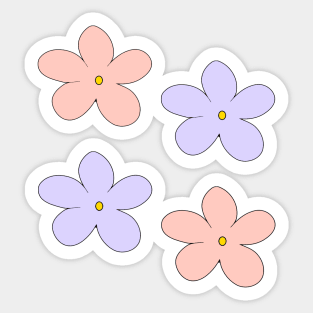 Hand drawn pastel color cartoon flowers Sticker